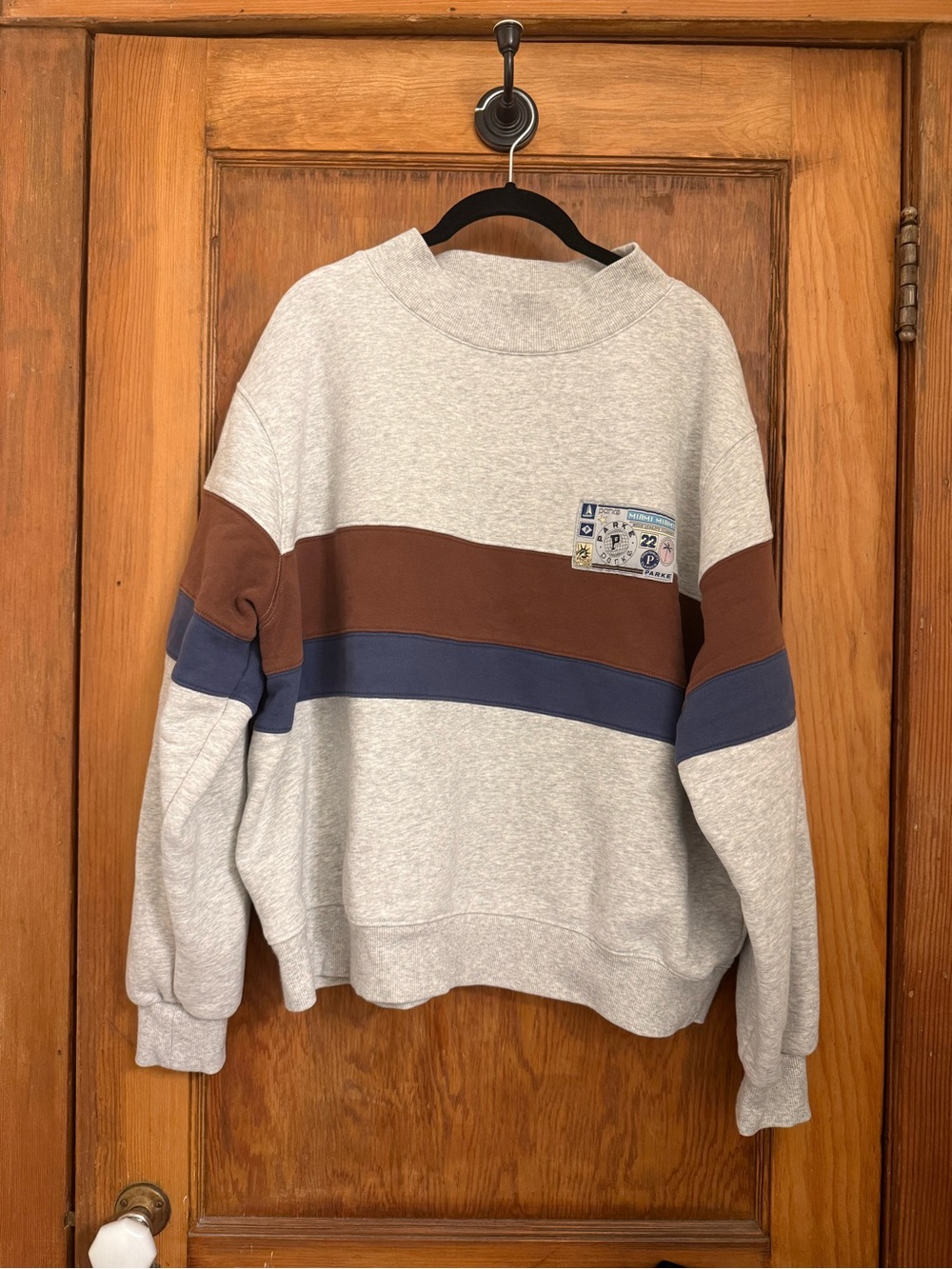 Parke mockneck Nostalgia patch with stripes L/XL